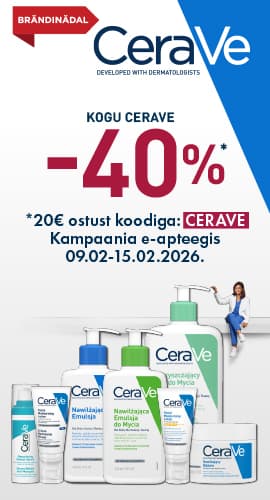 CeraVe brändinädal -40% al. 20€ ostust koodiga CERAVE