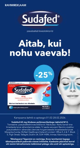 SUDAFED ÕHUK. POLÜM.KAT. TBL 60MG N12 -25%