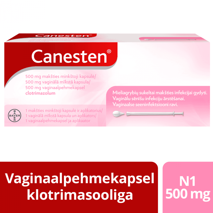 CANESTEN VAGINAALPEHMEKAPS. 500MG N1-3