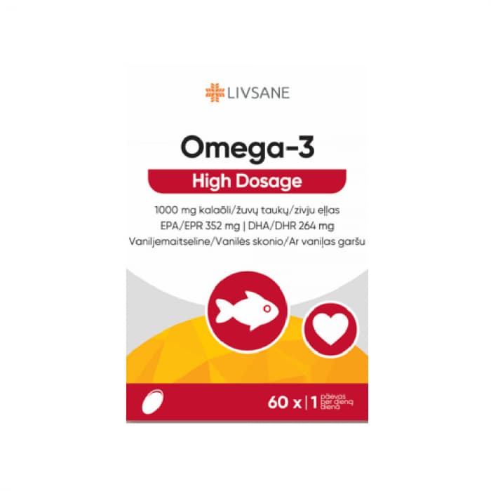 Livsane Omega-3 High Dosage kalaõli kapslid 1000mg tugevatoimeline N60