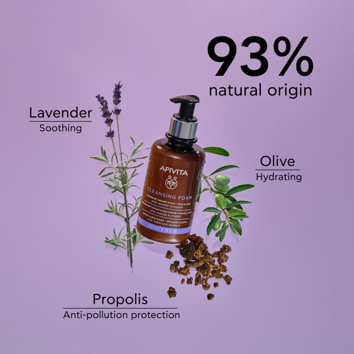 Apivita Cleansing Foam Face & Eyes näopuhastusvaht oliivi, lavendli ja taruvaiguga 200 ml-1