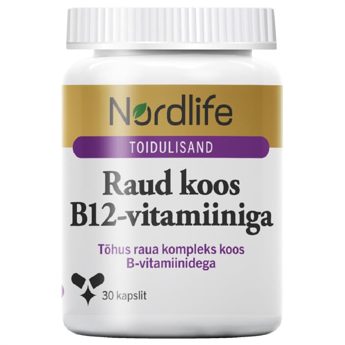 Nordlife Raud koos B12-vitamiiniga kapslid N30