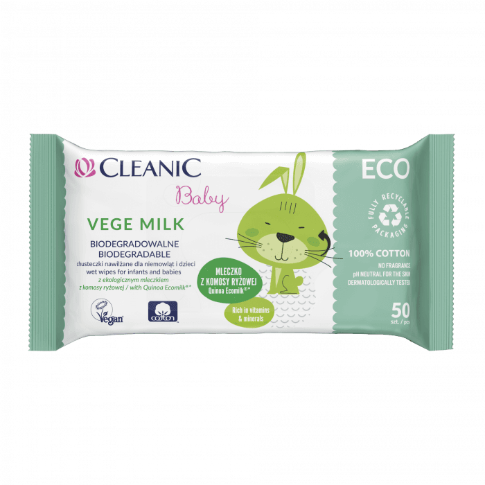 Cleanic Baby Vege Milk Eco niisked salvrätikud lastele N50