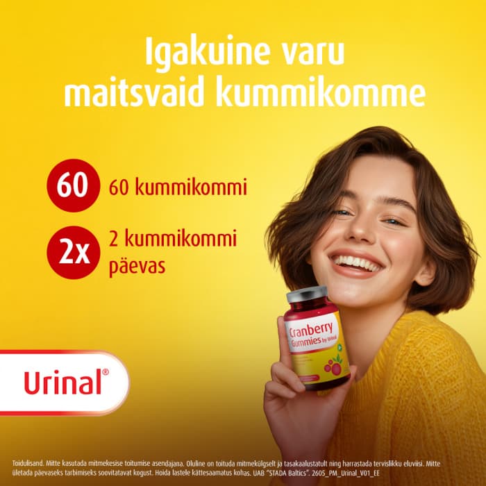 Walmark Urinal Cranberry Gummies jõhvikamaitselised kummikommid N60-3
