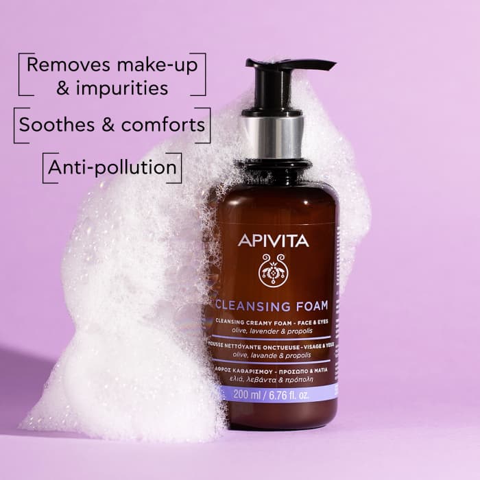 Apivita Cleansing Foam Face & Eyes näopuhastusvaht oliivi, lavendli ja taruvaiguga 200 ml-2