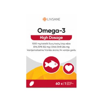 Livsane Omega-3 High Dosage kalaõli kapslid 1000mg tugevatoimeline N60
