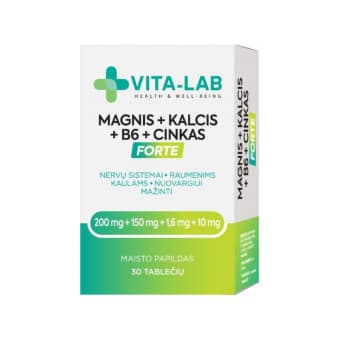 VITA-LAB Магний + кальций + B6 + цинк Forte таблетки N30