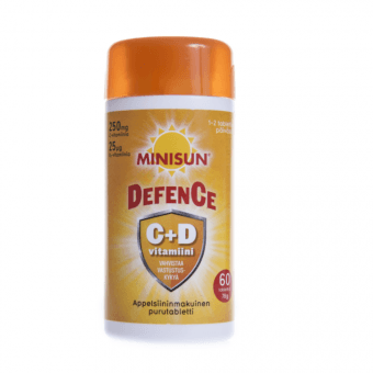 Minisun Defence C+D 250mg+25mcg apelsini närimistabletid N60