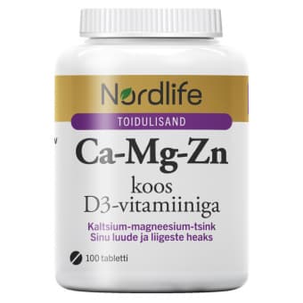 Nordlife Ca-Mg-Zn D3 vitamiiniga tabletid N100