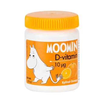 Muumi D-vitamiin apelsinimaitselised närimistabletid 10mcg N100