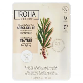 Iroha Nature klaaristav kangasmask teepuu ekstrakti ja hüaluroonhappega 20 ml