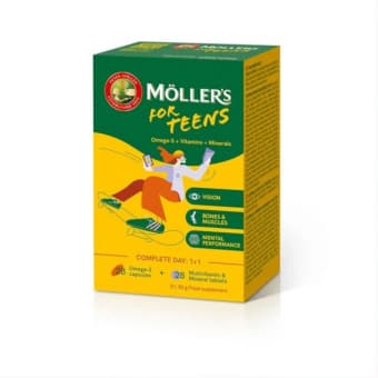 Möller's Teens kalaõli kapslid+multivitamiini tabletid N28+N28