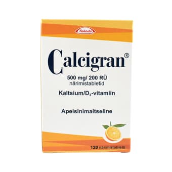 CALCIGRAN ЖЕВАТЕЛЬНЫЕ ТАБЛЕТКИ 500MG+200RÜ N120