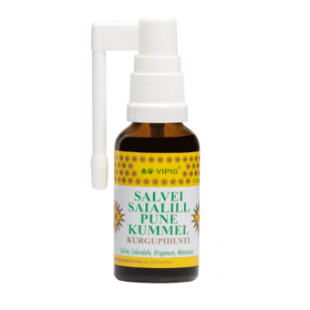 Vipis salvei, saialille, pune ja kummeli tinktuur kurgupihusti 30 ml