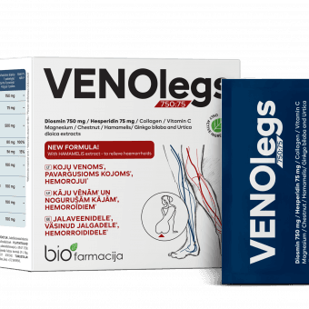 Biofarmacija Venolegs 750:75 jalaveenidele, väsinud jalgadele ja hemorroididele N28