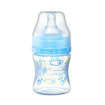 BabyOno антиколиковая пластиковая бутылочка с широким горлышком, синяя 120 мл