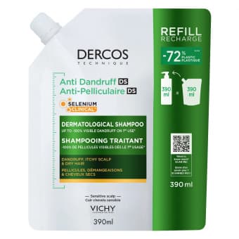 Vichy Dercos DS kõõmavastane šampoon kuivale peanahale täitepakend 390 ml