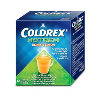 COLDREX HOTREM HONEY & LEMON SUUKAUDSE LAHUSE PULBER 750MG+10MG+60MG N10