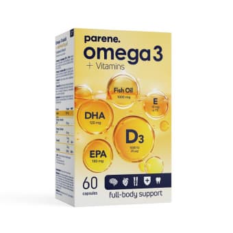 Parene Omega-3 + D3 ja E vitamiinid kapslid N60