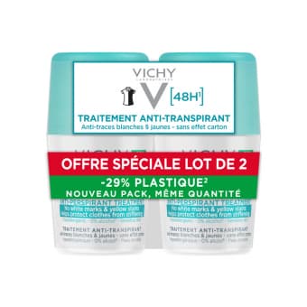 Vichy Roll-on 48h Antitrace бесцветный антиперспирант 2x50 мл