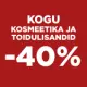 <p><strong>KOGU KOSMEETIKA JA TOIDULISANDITE VALIK -40% alates 25€ ostust koodiga: EPAEV</strong></p>
<p>Pakkumine kehtib ainult e-apteegis<strong>:</strong> 08.06-09.06.2026 v.a ravimite ostule. Korraga saab kasutada vaid ühte sooduskoodi.</p>