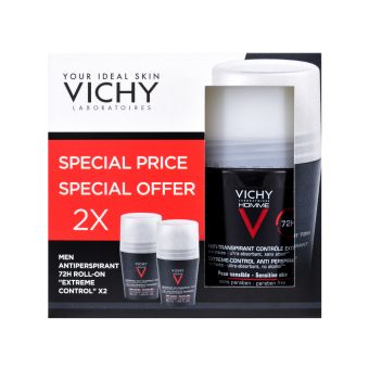 Vichy Extreme 72H tsitruse ja puidu aroomiga rulldeodorantide komplekt meestele N2 50 ml