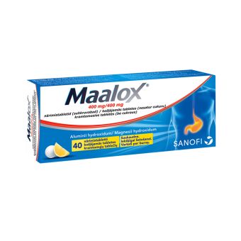 Maalox suhkruvaba närimistbl 400MG+400MG N40