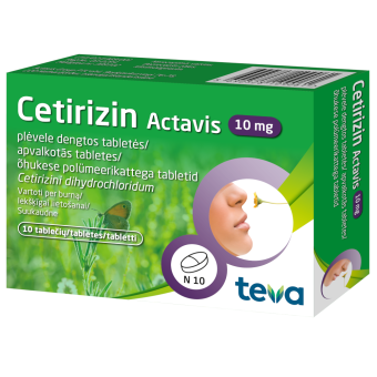 Cetirizin Actavis õhukese polümeer kattega tabletid 10MG N10