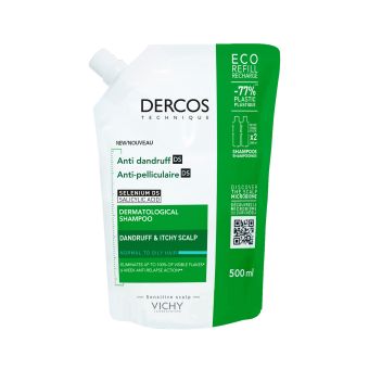 Vichy Dercos kõõmavastane šampoon rasusele peanahale täitepakend 500 ml
