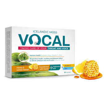 Vocal mee- ja sidrunimaitselised imemistabletid hüaluroonhappega N24