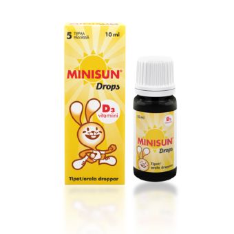 Minisun Vitamiin D tilgad 10mcg/5 tilgas 10 ml